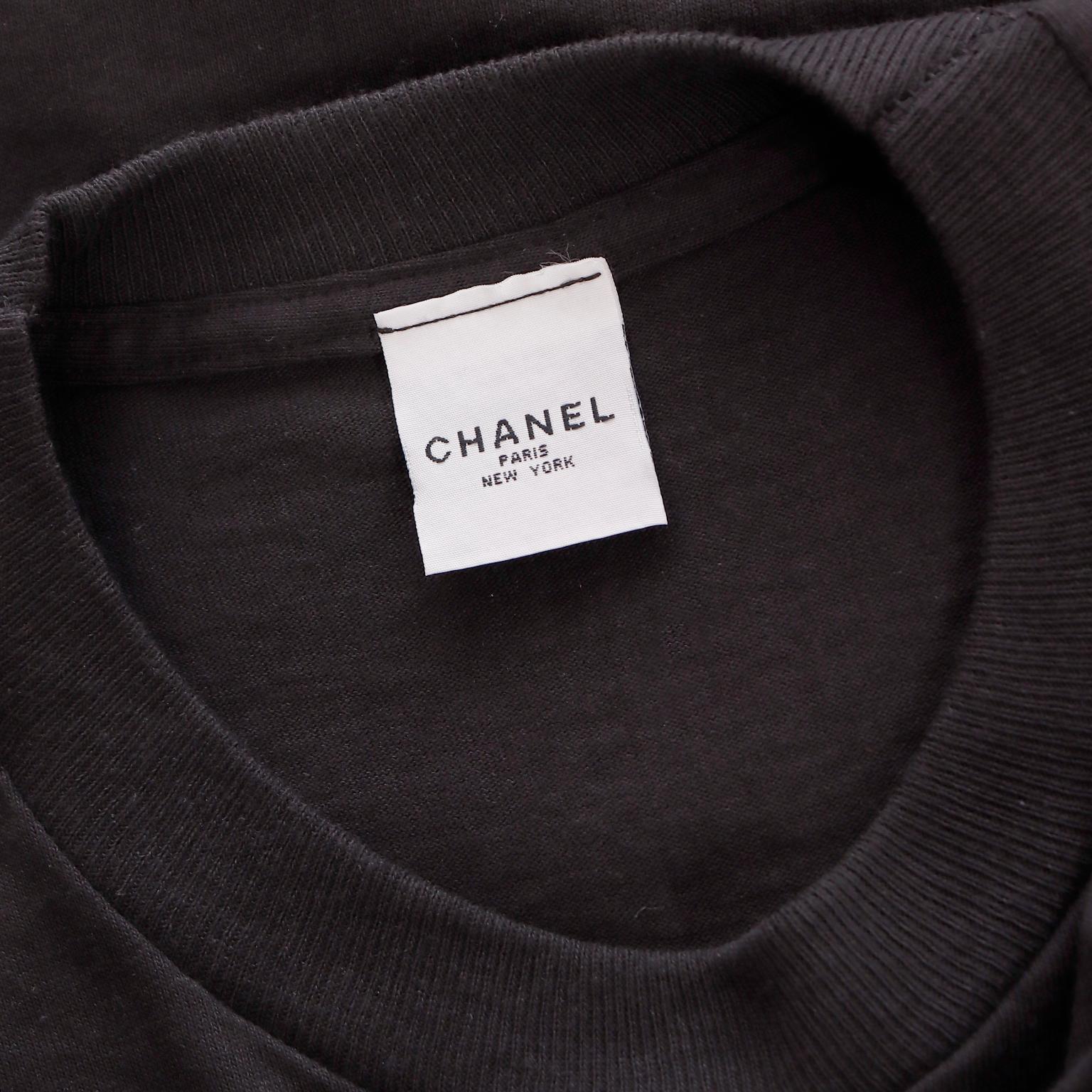 Vintage 1990 Chanel Egoiste Black & White Cotton Campaign Promotional Tee Shirt For Sale 1