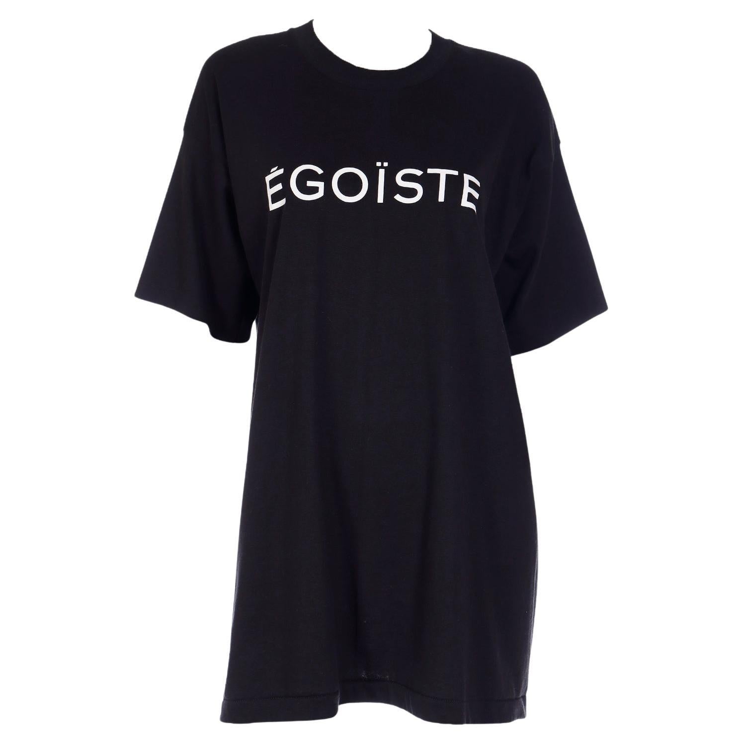 T-shirt de campagne promotionnel en coton noir et blanc Egoiste de Chanel, 1990