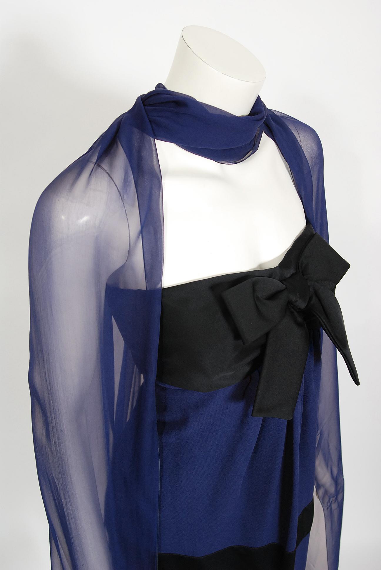 Women's Vintage 1990 Chanel by Karl Lagerfeld Documented Silk Strapless Dress w/ Shawl For Sale