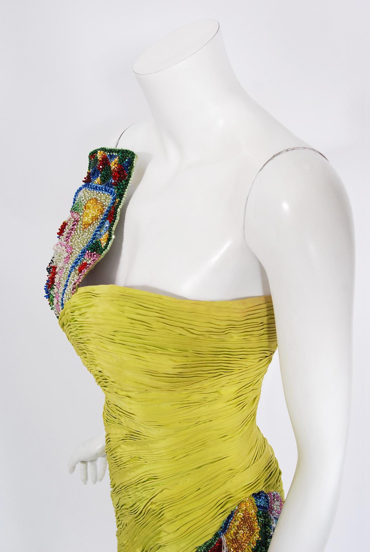 Vintage 1990 Gianni Versace Couture Beaded Playing Cards Novelty Strapless Dress 6