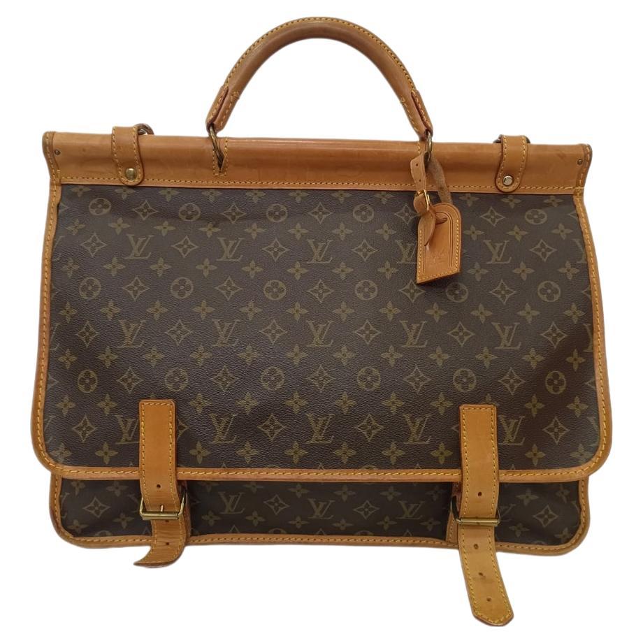 Vintage 1990 Louis Vuitton Brown Monogram Sac Kleber Travel Luggage en vente
