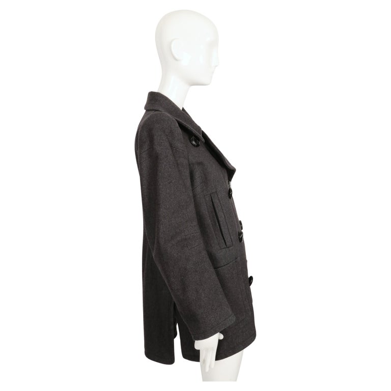 Vintage 1990 MARTIN MARGIELA grey runway peacoat with cigarette shoulders
