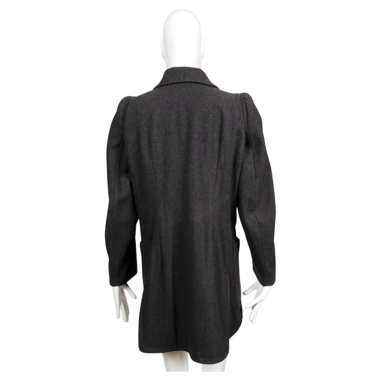 Vintage 1990 MARTIN MARGIELA grey runway peacoat with cigarette shoulders  For Sale at 1stDibs