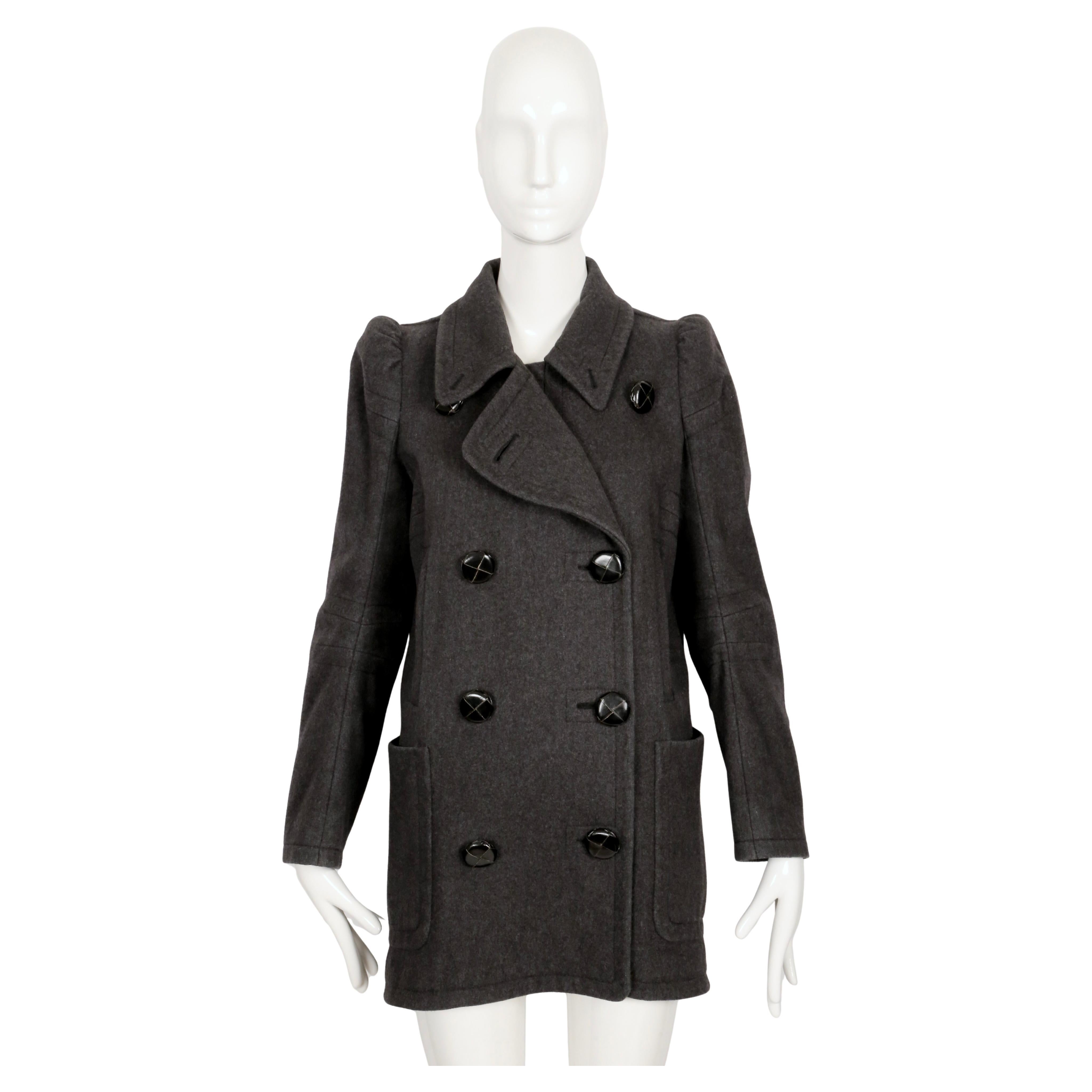 Vintage 1990 MARTIN MARGIELA grey runway peacoat with cigarette shoulders