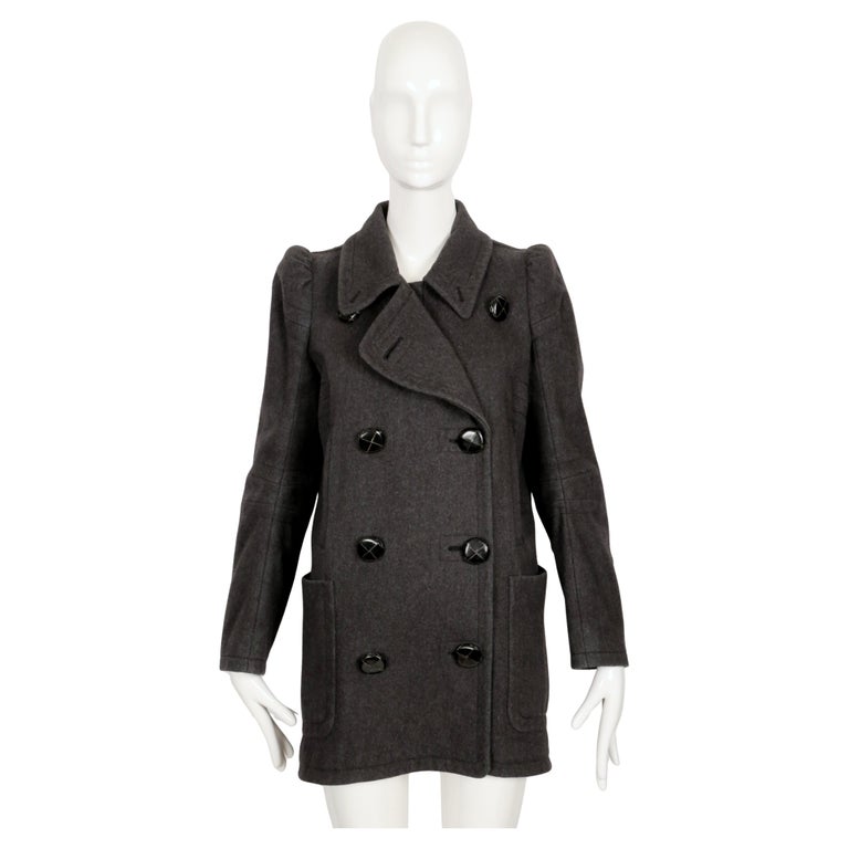 Vintage 1990 MARTIN MARGIELA grey runway peacoat with cigarette shoulders