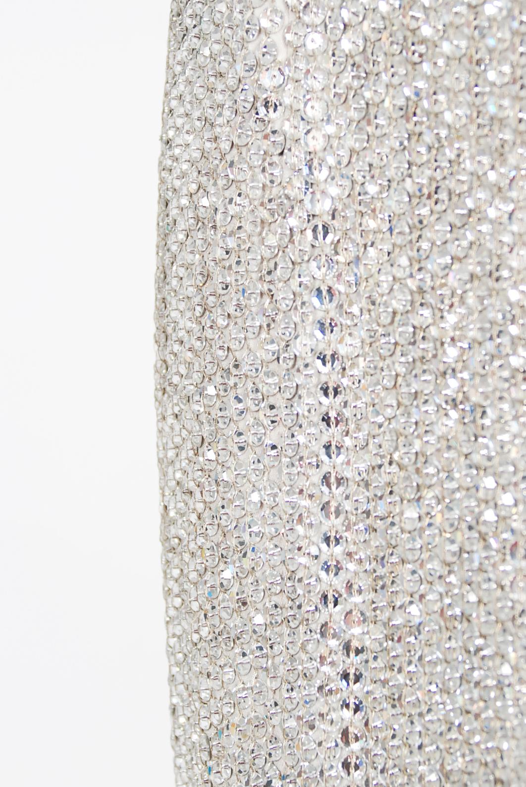 1990 Michael Kors Documented Madonna Beaded Silver Rhinestone Mini Slip Dress 4