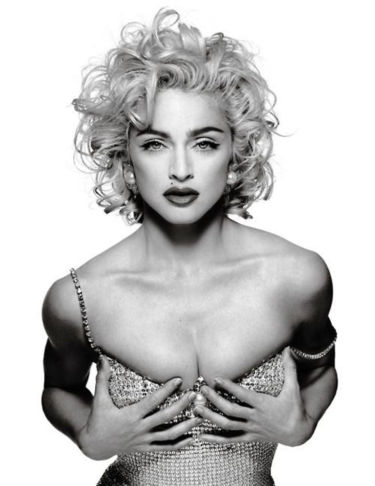 Gray Vintage 1990 Michael Kors Documented Madonna Beaded Rhinestone Mini Slip Dress For Sale
