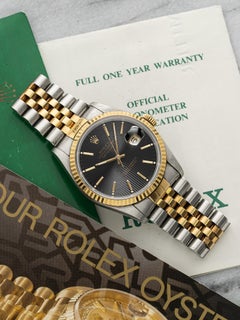 Rolex Datejust 16233 del 1990, bicolore, quadrante nero Tapestry, automatico, 36 mm