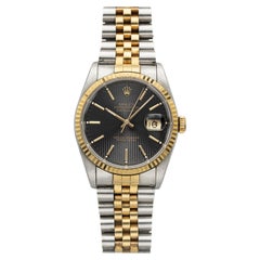 Rolex Datejust 16233 del 1990, bicolore, quadrante nero Tapestry, automatico, 36 mm