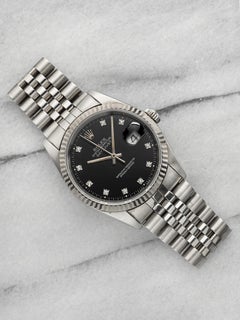 Vintage 1990 Rolex Datejust 16234 Steel 18K WG Bezel Diamond Indices Auto 36mm