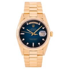 Vintage 1990 Rolex Day Date 18 Karat Modell 18238 mit seltenen blauen Vignette Zifferblatt