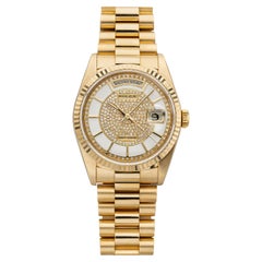 Vintage 1990 Rolex Day-Date 18238 18K Yellow Gold Automatic White Carousel Dial
