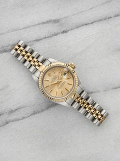 Vintage 1990 Rolex Lady Datejust 69173 TT Champagne Tapestry Dial Auto 26mm