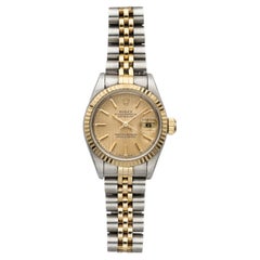 Vintage 1990 Rolex Lady Datejust 69173 TT Champagne Tapestry Dial Auto 26mm
