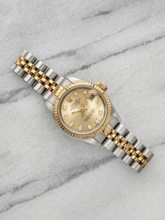 Vintage 1990 Rolex Lady Datejust 69173 Two-Tone Champagne Diamond Dial Auto 26mm
