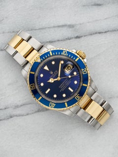 Vintage 1990 Rolex Submariner 16613 Two-Tone Blue Dial Automatic 40mm