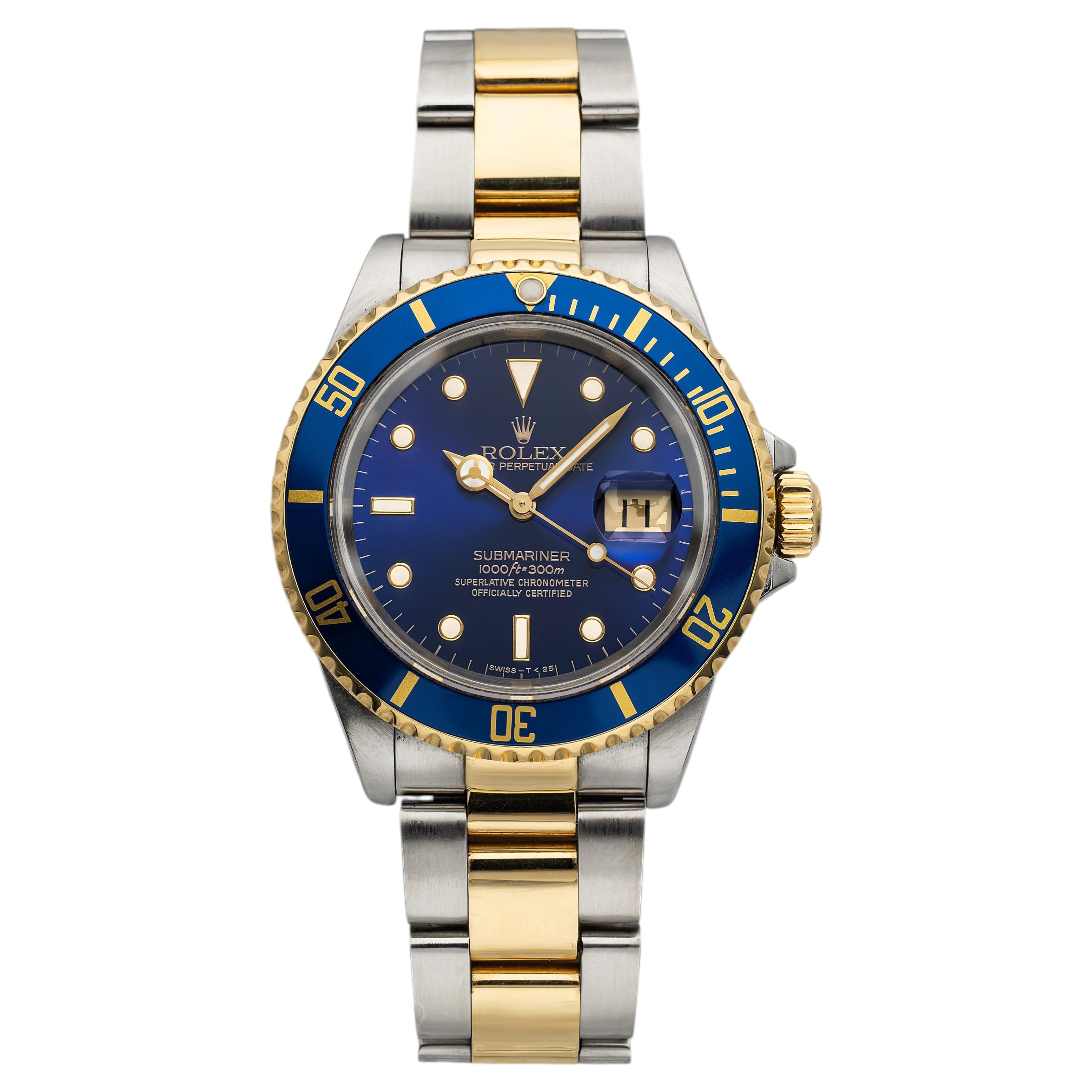 Vintage 1990 Rolex Submariner 16613 Two-Tone Blue Dial Automatic 40mm