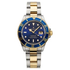 Vintage 1990 Rolex Submariner 16613 Two-Tone Blue Dial Automatic 40mm