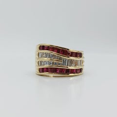 Vintage 1990 Ruby Diamond 18K Yellow Gold Statement Ring