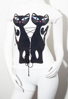 Vintage 1990´s Moschino Couture twin cats interlace bustier t-shirt