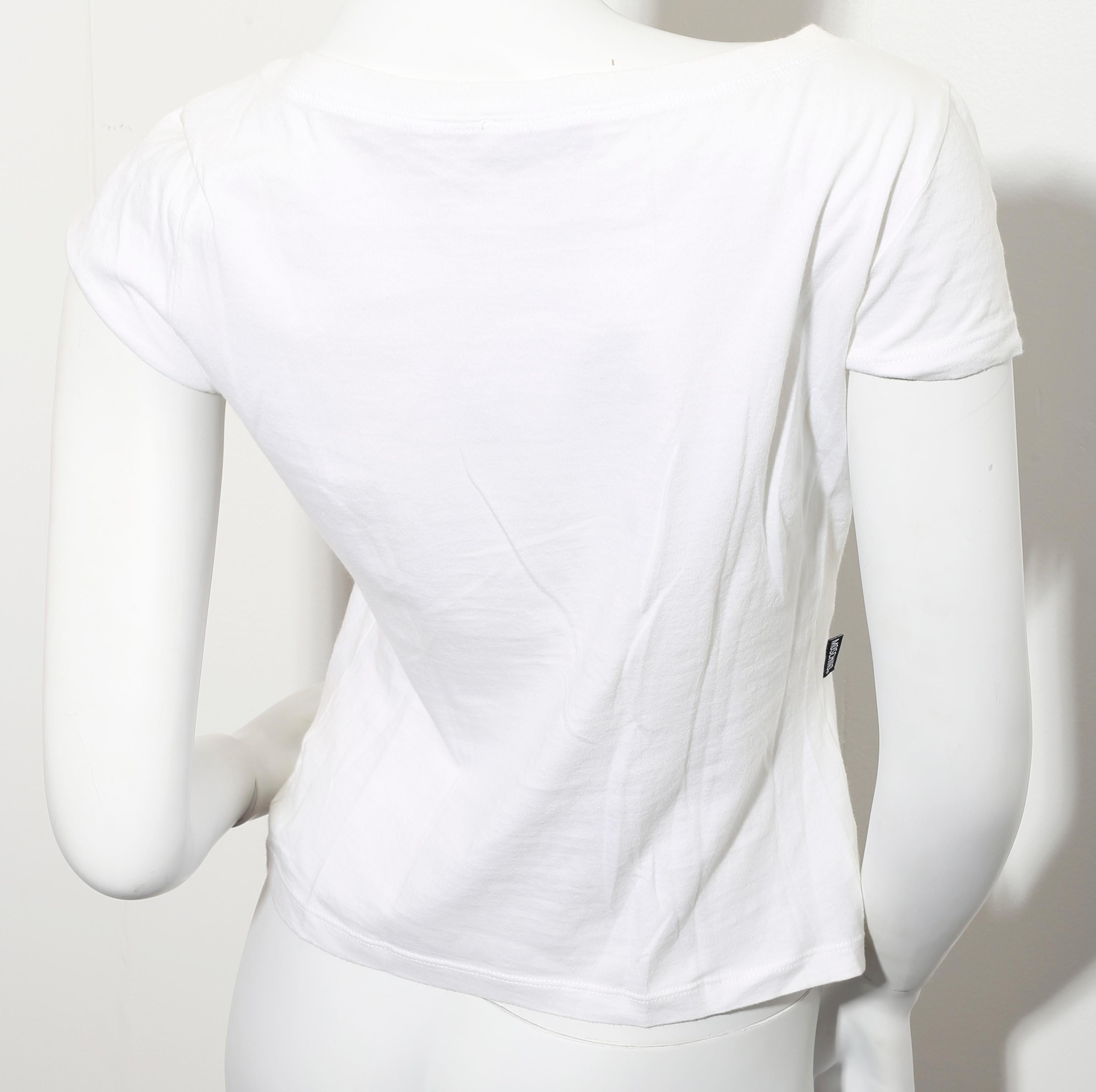 Vintage 1990's Moschino Couture Zwillingskatzen Interlace Bustier T-Shirt Damen im Angebot