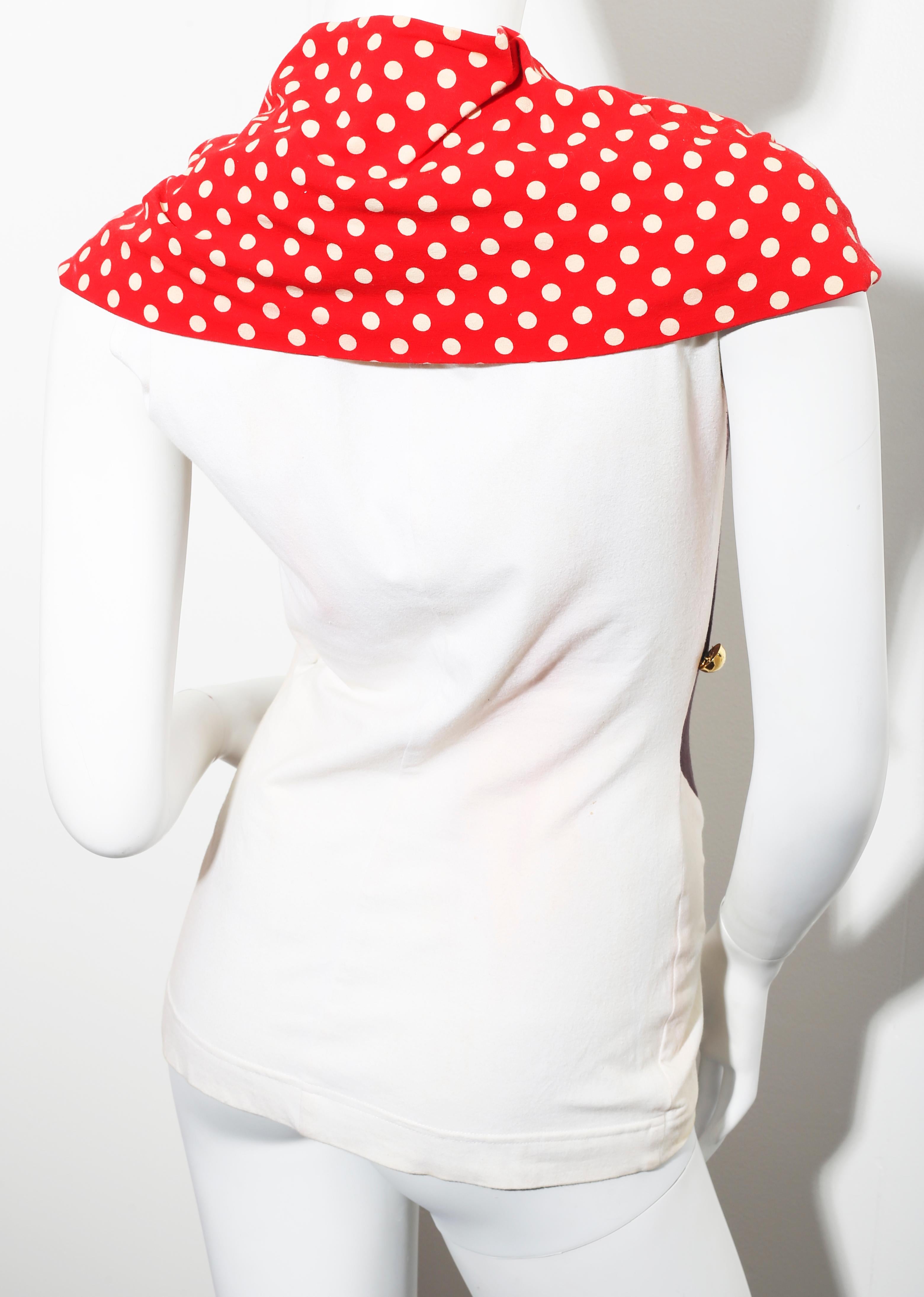 Women's  Vintage 1990´s Moschino Polkadots sexy eyes and mouth face shirt 