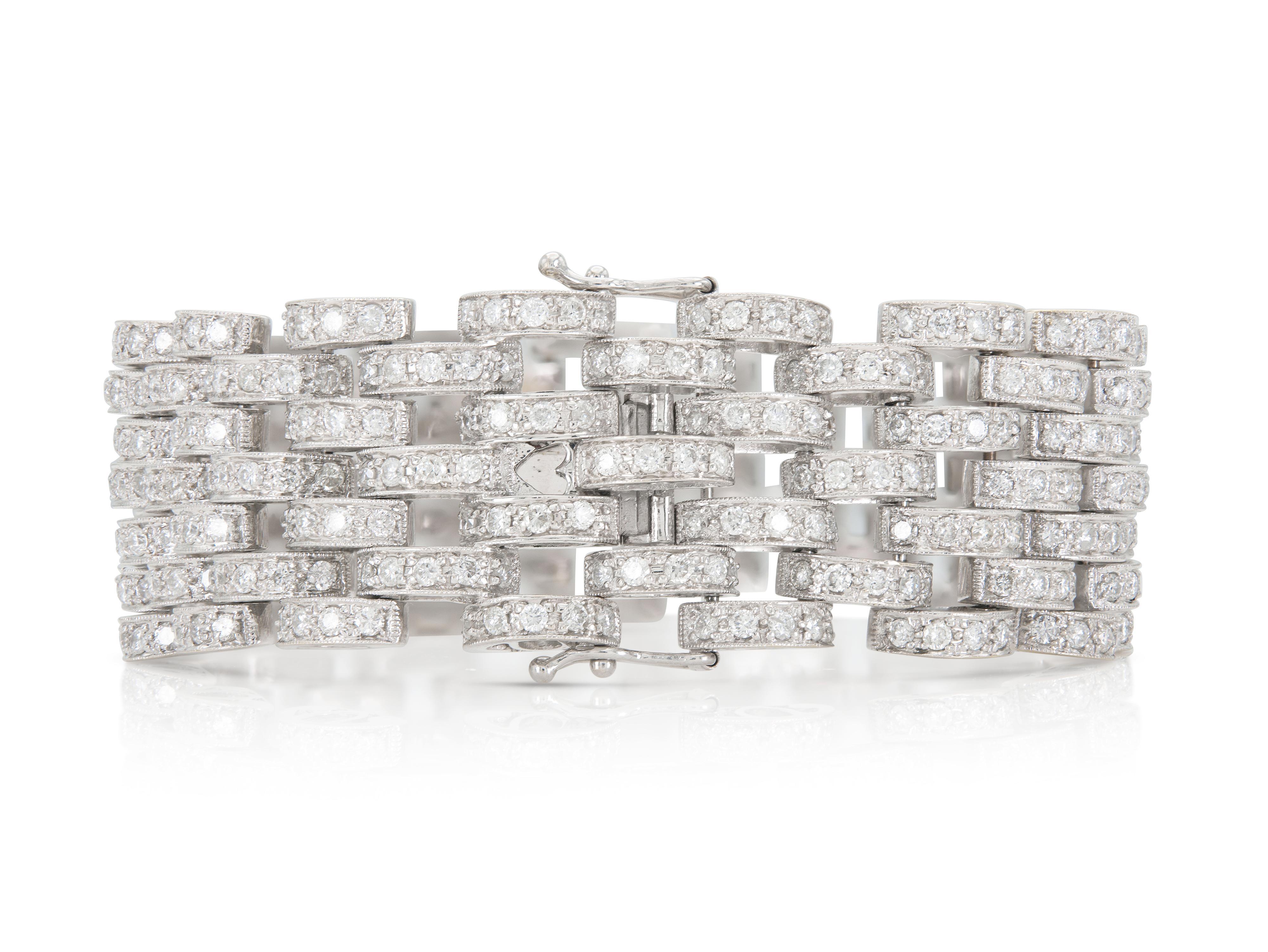 Taille ronde Vintage 1990 11.00 Carat Round Cut Diamonds Link Bracelet en vente