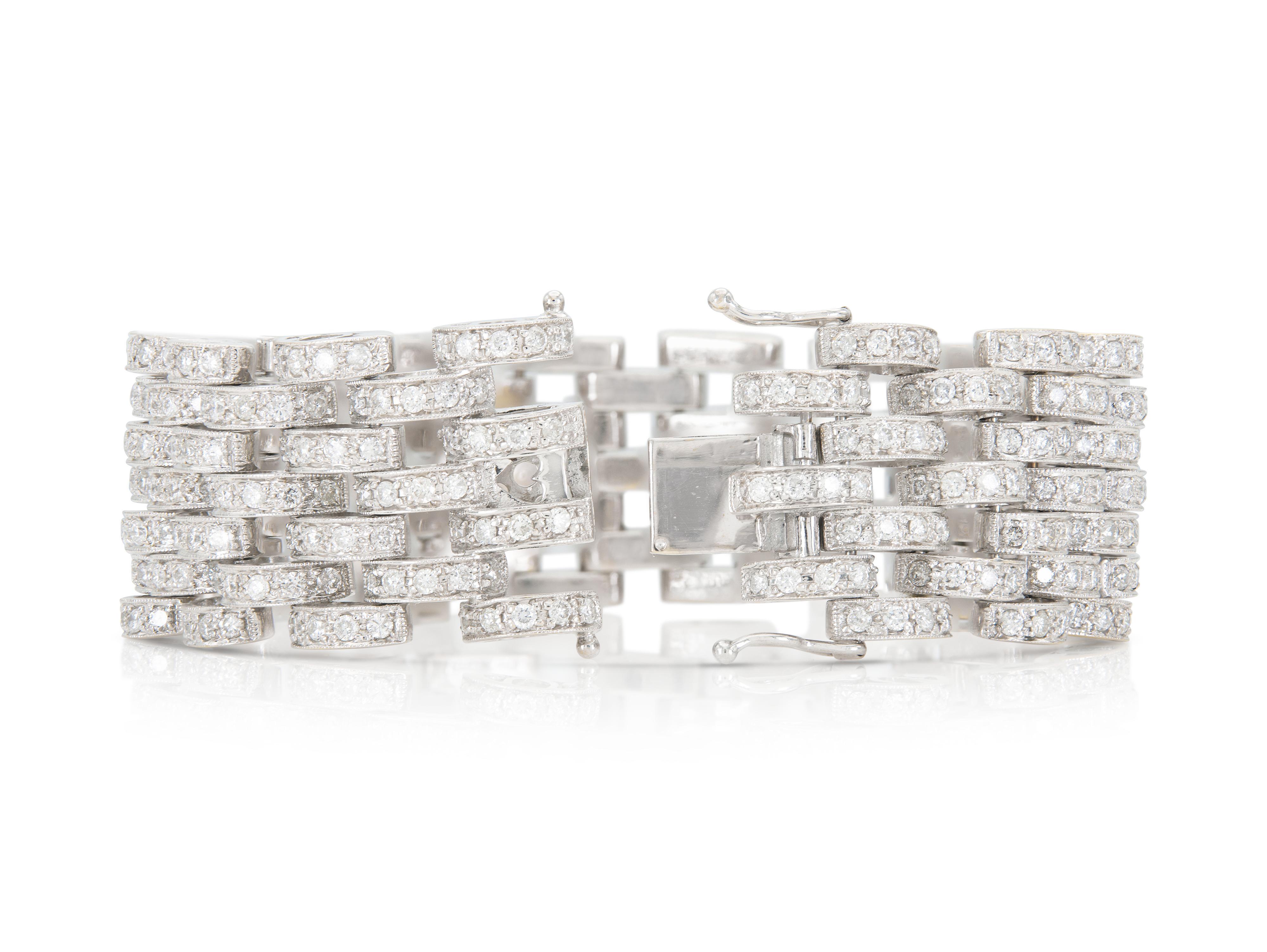Vintage 1990 11.00 Carat Round Cut Diamonds Link Bracelet Bon état - En vente à New York, NY