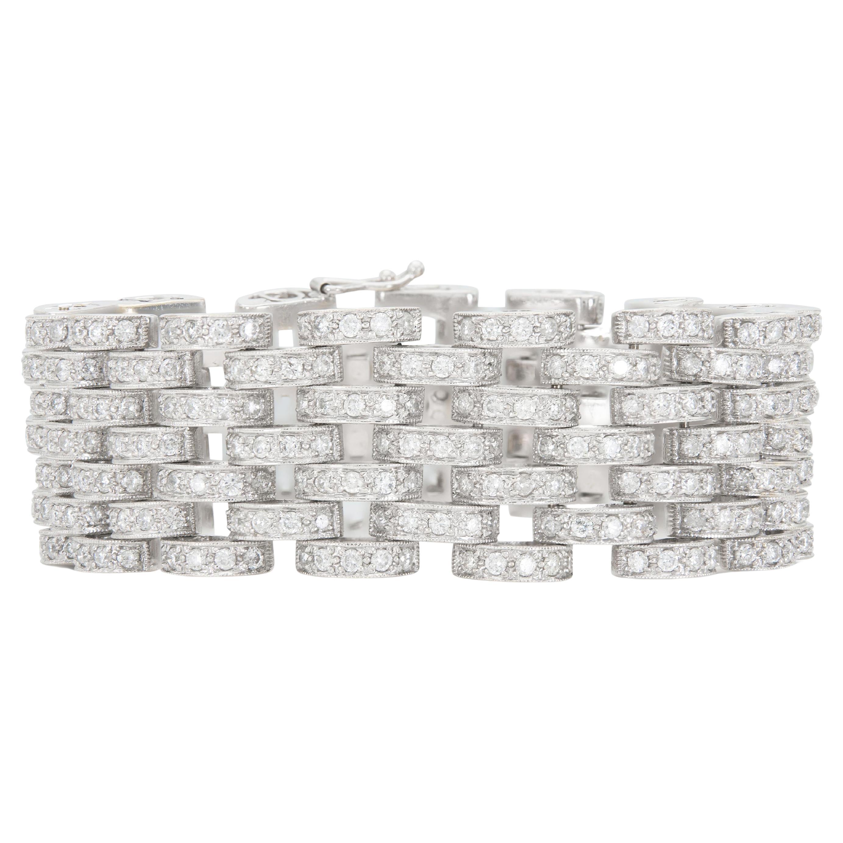 Vintage 1990s 11.00 Carat Round Cut Diamonds Link Bracelet