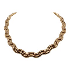 Retro 1990s 14 Karat Yellow Gold Italian Macaroni Necklace