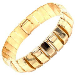 Vintage 1990s 14 Karat Yellow Gold Italian Wide Bold Link Bracelet