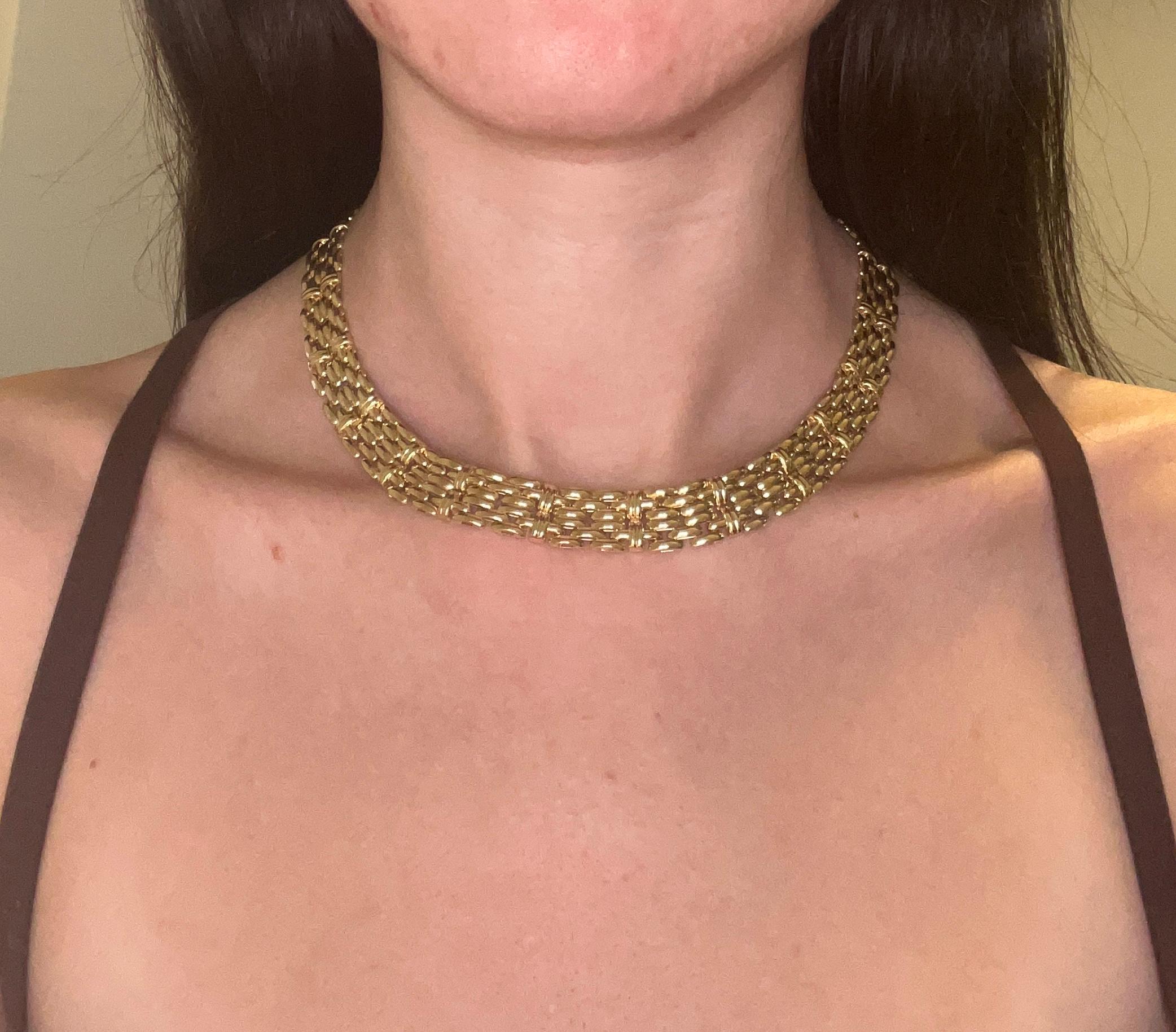 Collier italien à maillons larges en or jaune 14 carats vintage des années 1990 en vente 1