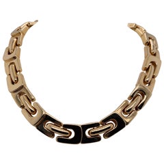 Vintage 1990s 14 Karat Gelbgold Breite Bold Link Choker Halskette