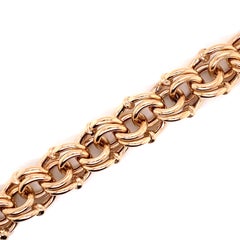 Vintage 1990's 14k Rose Gold Wide Charm Link Bracelet