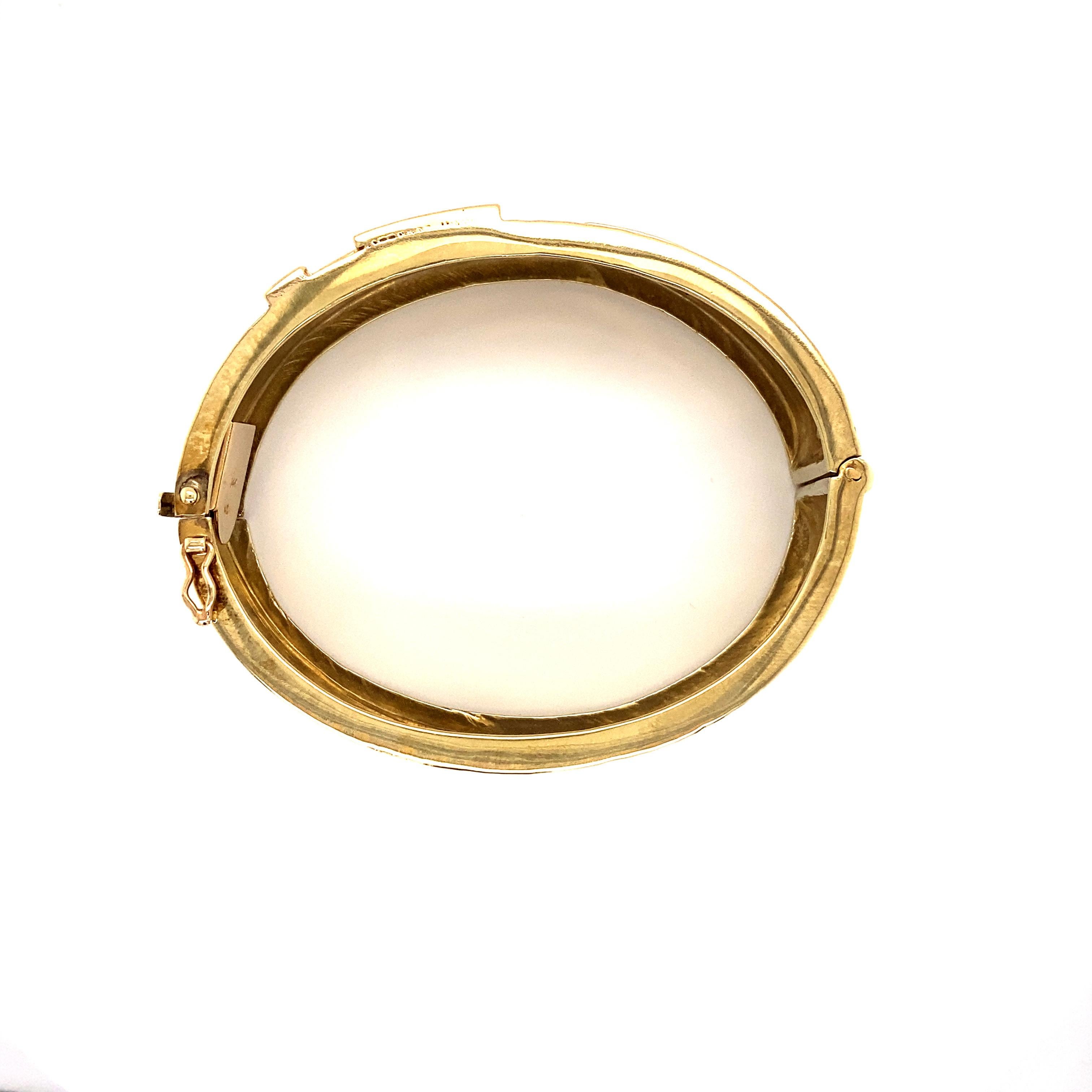 Women's Vintage 1990’s 14k Yellow Gold Bangle with Diamond Accents 1.25ct For Sale