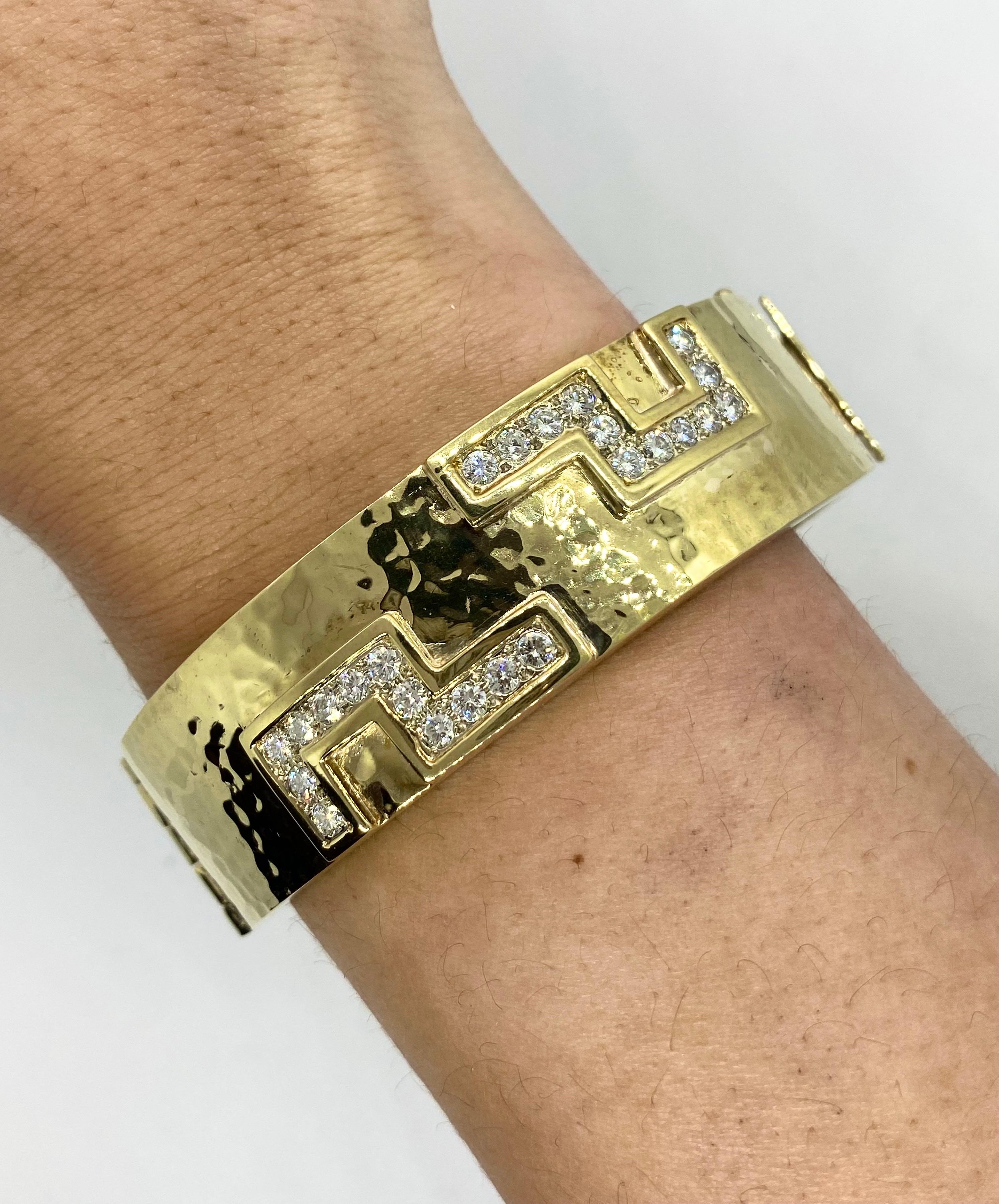 Bracelet vintage des années 1990 en or jaune 14k avec accents de diamants 1.25ct en vente 1