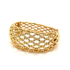Vintage 1990’s 14k Yellow Gold Basket Weave Design Bangle Bracelet