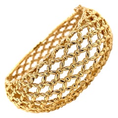 Brazalete vintage de oro amarillo de 14 quilates con diseño de cesta de los años 90