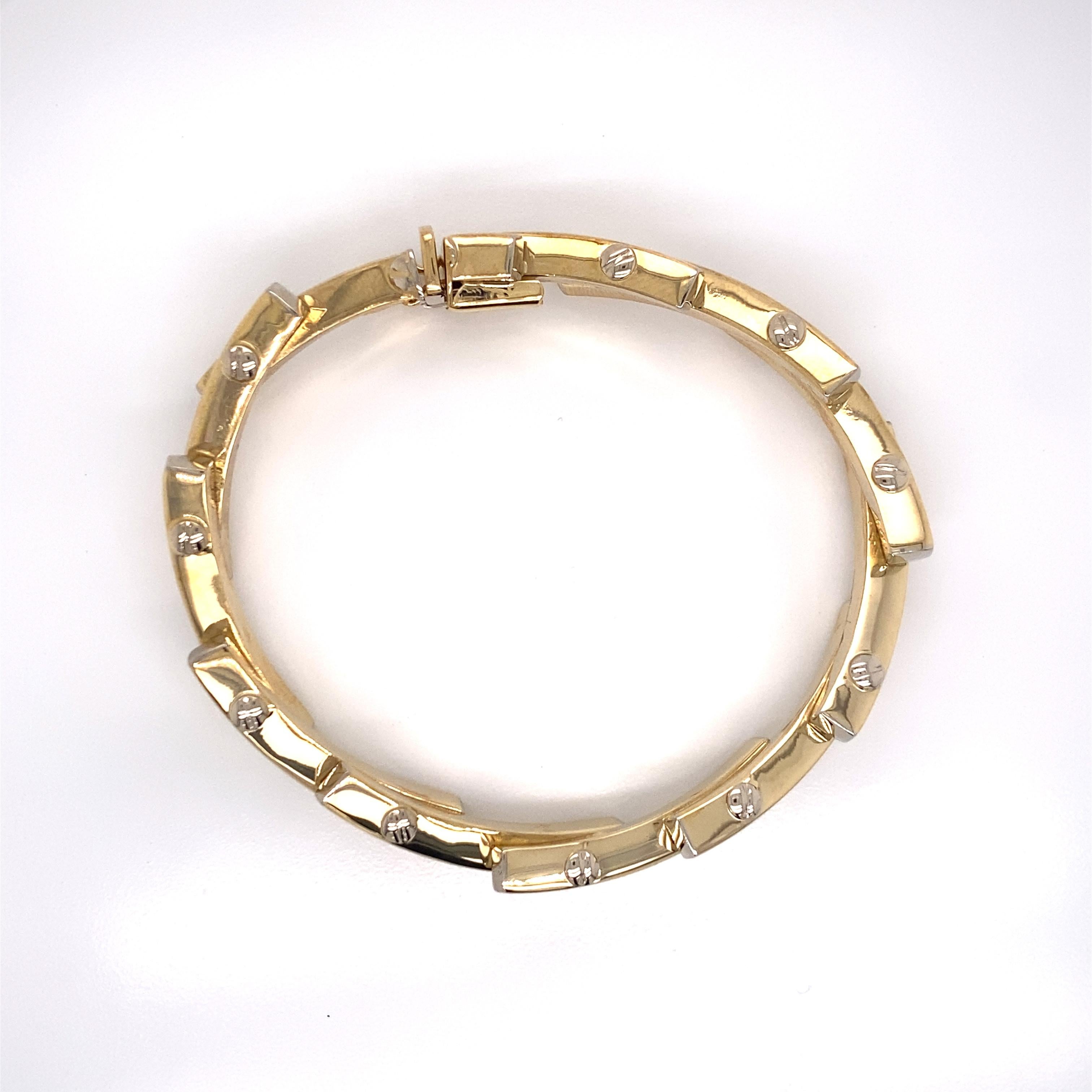 Contemporain Bracelet à maillons vintage en or jaune 14 carats de fabrication italienne, années 1990 en vente