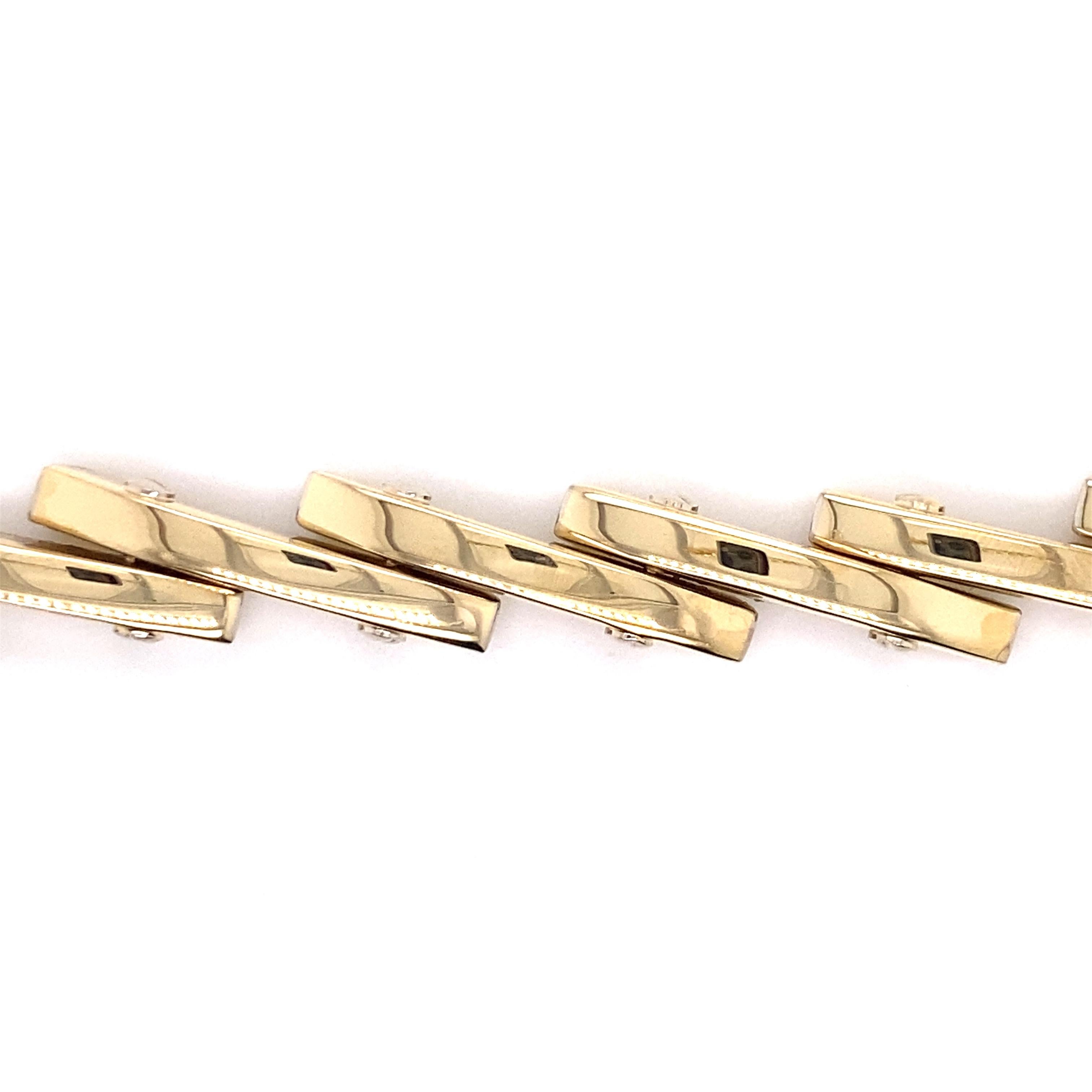 Bracelet à maillons vintage en or jaune 14 carats de fabrication italienne, années 1990 en vente 2