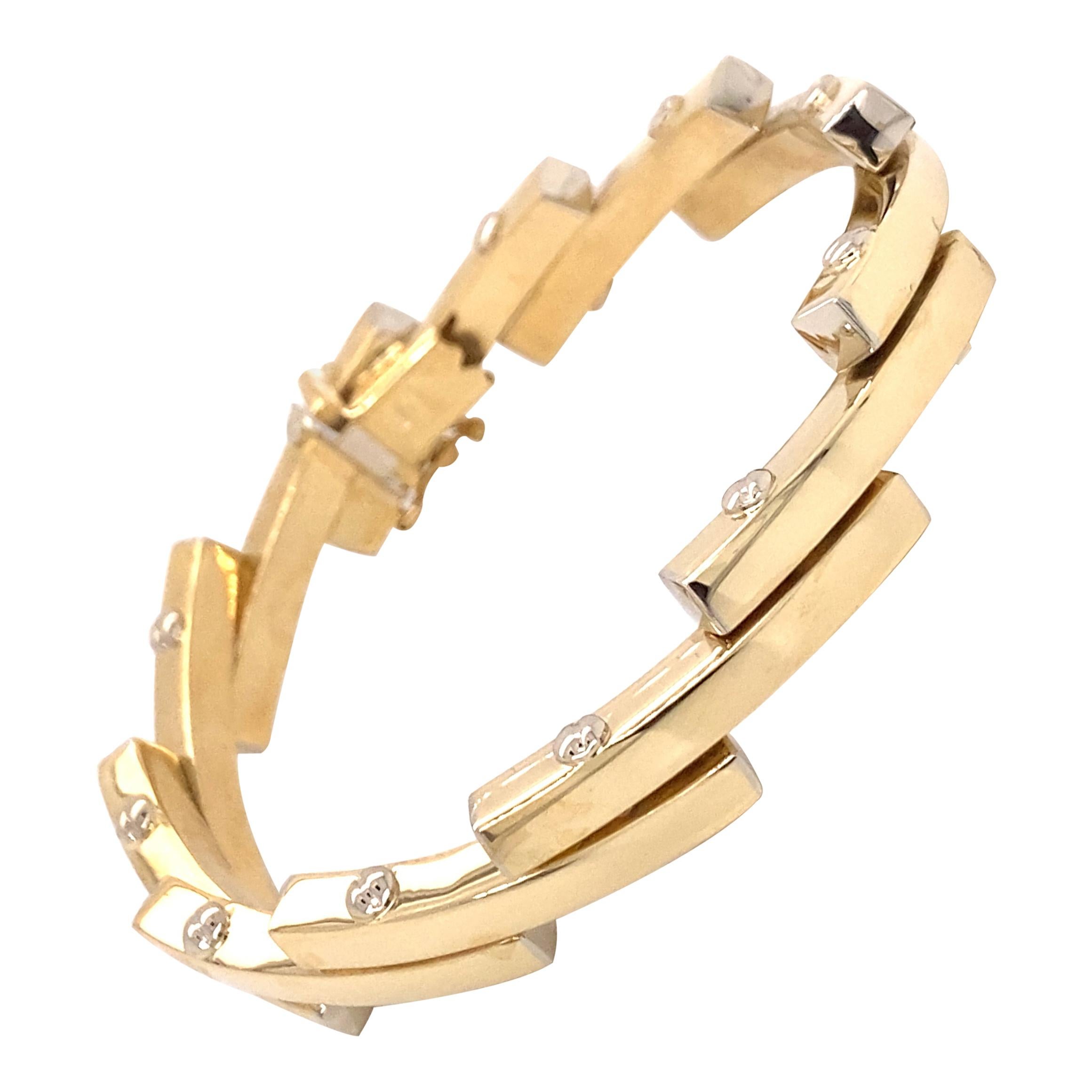 Bracelet à maillons vintage en or jaune 14 carats de fabrication italienne, années 1990 en vente