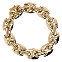 Retro 1990's 14k Yellow Gold Italian Made Wide Link Bracelet