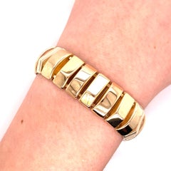 Breites italienisches Gliederarmband, 14 Karat Gelbgold, 1990er Jahre