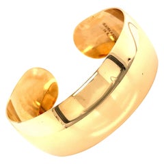 Vintage 1990's 14k Yellow Gold Wide Cuff Bangle Bracelet