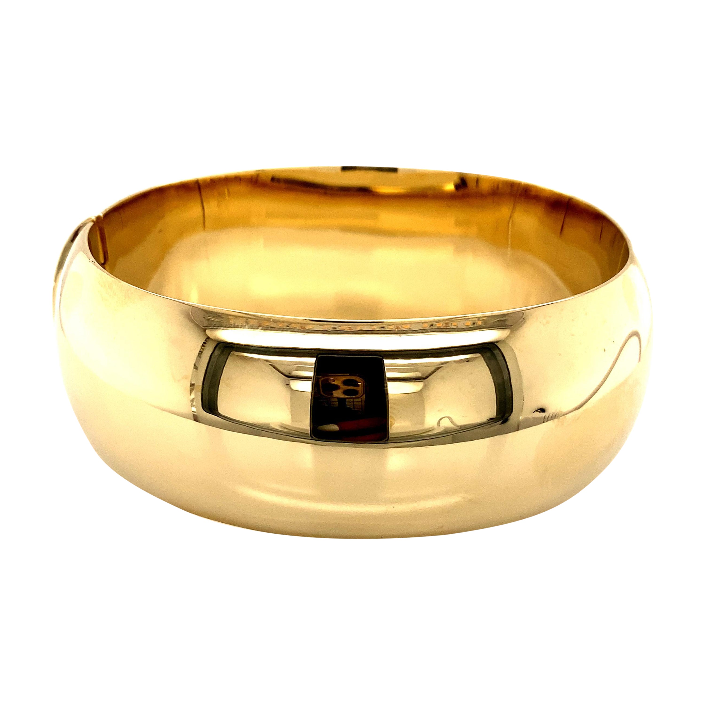 Vintage 1990's 14k Yellow Gold Wide Heavy Polished Bangle Bracelet