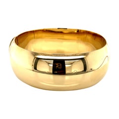 Vintage 1990's 14k Yellow Gold Wide Heavy Polished Bangle Bracelet