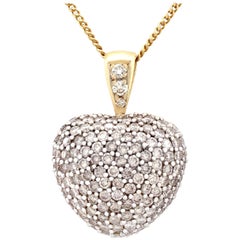 Vintage 1990s 1.62 Carat Diamond Yellow Gold and White Gold Set Pendant