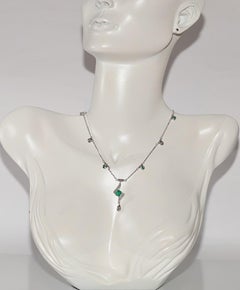 Vintage 1990s 18k Gold Natural Diamond And Emerald Decorated Necklace