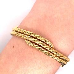 Bracelet à maillons courts vintage à 2 rangées en or jaune 18 carats, années 1990