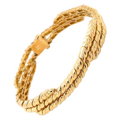 Vintage 1990's 14k Yellow Gold Italian Made Link Bracelet For Sale at ...